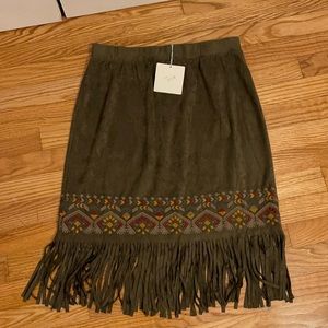 Umgee fringe suede skirt new with tags